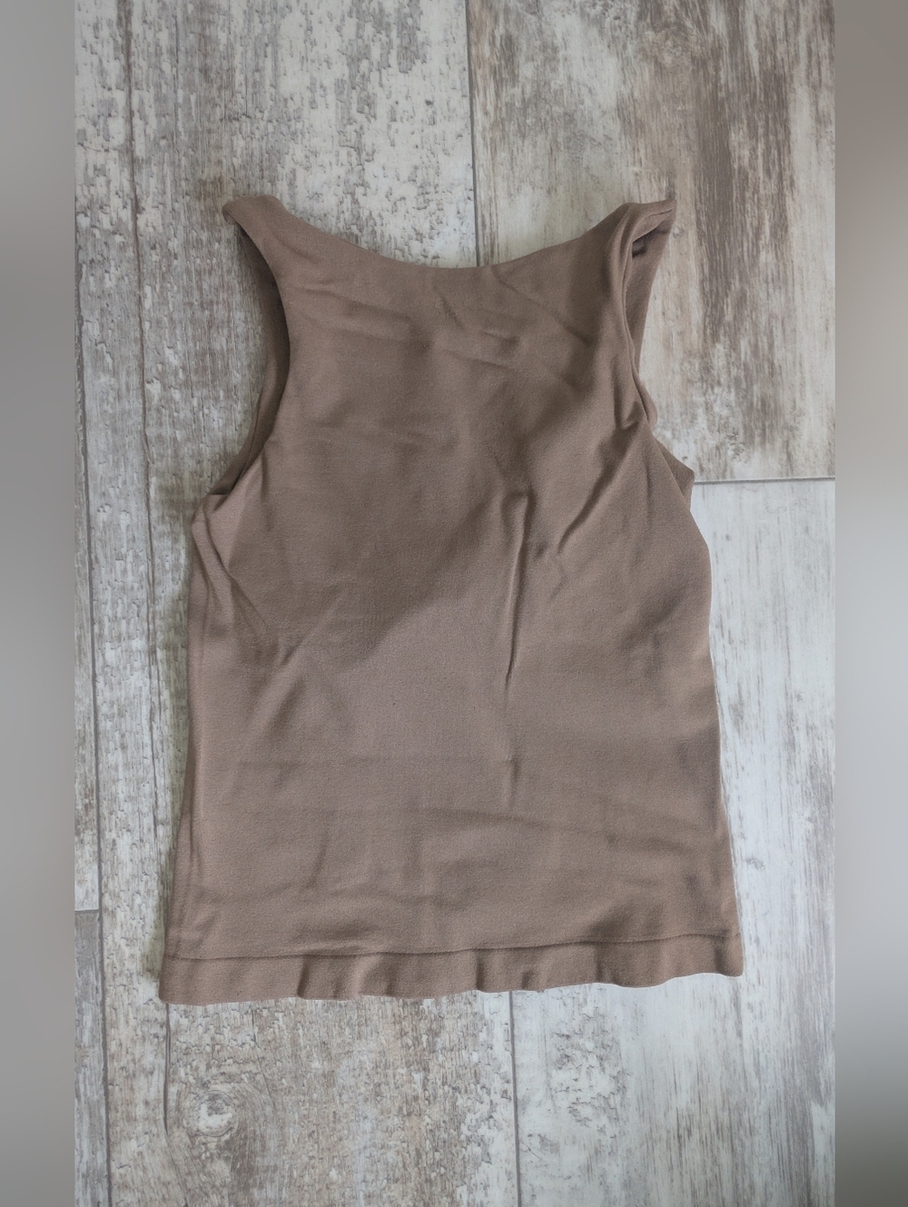 Aura Sleeveless Knit Stretch Tank Top - Taupe Brown Size SM